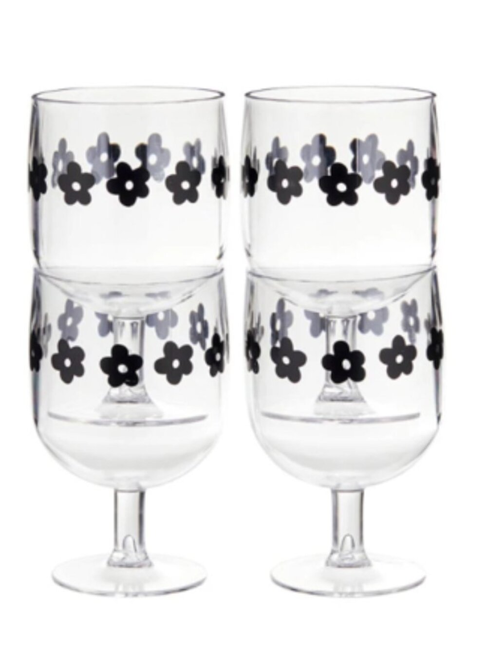 Stackable Acrylic Wine Glasses - Flowers NWT - Picture 3 of 3